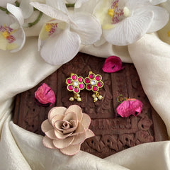 Vriksham Red White Floral Maharashtrian Style Press Bugadi-Pearl-J3084