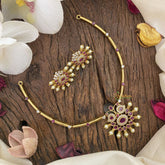 Vriksham Premium AD Stone Pendant Hasli Choker-Red & White-G16620