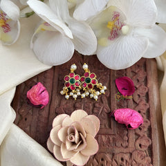 Vriksham Floral Maharashtrian Style Press Bugadi-Green Red-Pearl-J3075