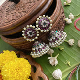 Vriksham Bridal Black Polish Traditional Precious Kemp Jhumka-G17578