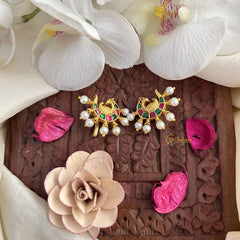 Vriksham Peacock Maharashtrian Style Press Bugadi-Green Red-Pearl-J3076