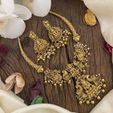 Vriksham Gold Look Alike Lakshmi Pendant Dual Peacock Hasli Choker-Gold Bead-G16609