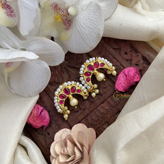 Vriksham Half Moon Style Maharashtrian Style Press Bugadi-Red-J3114