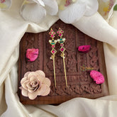 Vriksham Designer Bugadi Style Earrings-Red Green & White-J3117