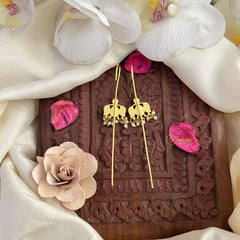 Vriksham Lotus Bugadi Style Earrings-Red Green & White-Pearl-J3118