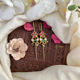 Vriksham Floral Bugadi Style Earrings-Red Green & White-Pearl-J3120