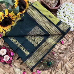 Vriksham Apple Green & Green Border With Butta Design Kalyani Cotton Saree-VS4964