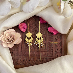 Vriksham Floral Bugadi Style Earrings-Red Green & White-Pearl-J3120