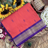 Vriksham Royal Red & Blue Border With Butta Design Kalyani Cotton Saree-VS4958