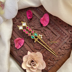 Vriksham Unique Designer Bugadi Style Earrings-Red Green & White-Pearl-J3122