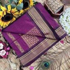 Vriksham Mulberry & Mulberry Border With Butta Design Kalyani Cotton Saree-VS4966