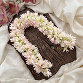 Vriksham Classic Temple Style White & Pinkish Jasmin Gajra Flower Accessories ( Jaathi malli )-H1234