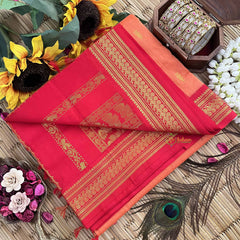 Vriksham Orange & Red Border With Butta Design Kalyani Cotton Saree-VS4953
