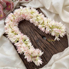Vriksham Classic Temple Style White & Pinkish Jasmin Gajra Flower Accessories ( Jaathi malli )-KH1234
