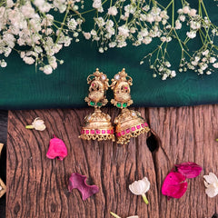 Vriksham Exquisite Peacock 1 gm gold Jhumka-G17079