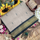 Vriksham Window Grey & Green Border With Butta Design Kalyani Cotton Saree-VS4970