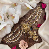 Vriksham Divine God Motif Temple With Triple Pearl Side Chains Jada Billai -G21691