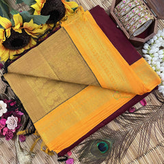 Vriksham Maroon & Yellow Border With Butta Design Kalyani Cotton Saree-VS4952