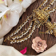 Vriksham Divine God Motif Temple With Triple Pearl Side Chains Jada Billai -G21691