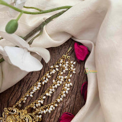 Vriksham Divine God Motif Temple With Triple Pearl Side Chains Jada Billai -G21691