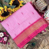 Vriksham Pastel Pink & Pink Border With Butta Design Kalyani Cotton Saree-VS4955