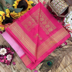 Vriksham Pastel Pink & Pink Border With Butta Design Kalyani Cotton Saree-VS4955