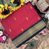 Vriksham Maroon & Black Border With Butta Design Kalyani Cotton Saree-VS4950