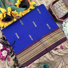 Vriksham Blue & Maroon Border With Butta Design Kalyani Cotton Saree-VS4951