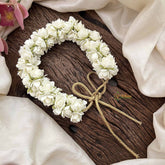 Vriksham Elegant White Jasmine Floral WIth Green Leaf Veni Gajra Flower Accessories-H1237