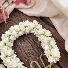 Vriksham Elegant White Jasmine Floral WIth Green Leaf Veni Gajra Flower Accessories-KH1237