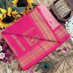 Vriksham Onion Pink & Pink Green Border With Butta Design Kalyani Cotton Saree-VS4977