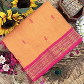 Vriksham Golden Yellow & Pink Border With Butta Design Kalyani Cotton Saree-VS4972