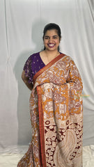 Vriksham Mustered Kalamkari Saree with Nizam Border-VS4306