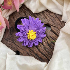 Vriksham Sunshine Purple Color With Yellow Petal Flower Hair Rubber-KH1243