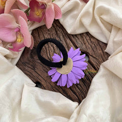 Vriksham Sunshine Purple Color With Yellow Petal Flower Hair Rubber-KH1243