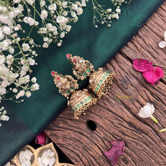Premium 1 gm Gold Peacock Jhumka -G14325