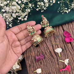 Premium 1 gm Gold Peacock Jhumka -G14325