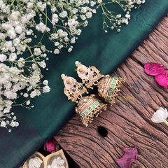 Premium 1 gm Gold Peacock Jhumka -G14325