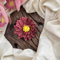 Vriksham Sunshine Reddish Color With Yellow Petal Flower Hair Rubber-KH1242