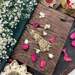 Vriksham Floral White Green Stone 1 gm Gold Maang Tikka-G17089