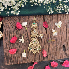 Vriksham Floral White Green Stone 1 gm Gold Maang Tikka-G17089