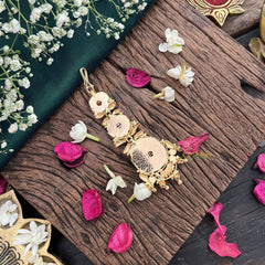 Vriksham Floral White Green Stone 1 gm Gold Maang Tikka-G17089