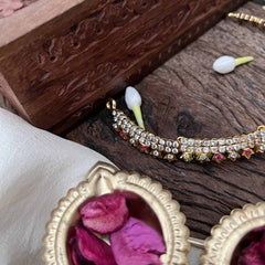 Vriksham Elegant White Red Peacock Pendant Short Neckpiece-Diamond Drops-G21150