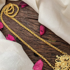 Vriksham Traditional Lakshmi Peacock Gold-Plated Pendant Chain Neckpiece-G19589