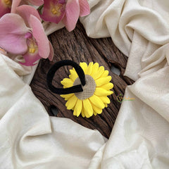 Vriksham Handcrafted Yellow Flower Hair Rubber-KH1239