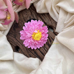 Vriksham Sunshine Baby Pink Color With Yellow Petal Flower Hair Rubber-KH1244