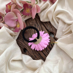 Vriksham Sunshine Baby Pink Color With Yellow Petal Flower Hair Rubber-KH1244