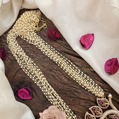 Vriksham Bridal Temple Style Radha Krishna 10 Layer Pearl Neckpiece-Red-Green Bead-G19588