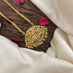 Vriksham Designer Lakshmi & Peacock Gold-Plated Pendant Chain Neckpiece-G19615