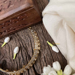 Vriksham Traditional White Peacock Pendant Short Neckpiece-Diamond Drops-G21147